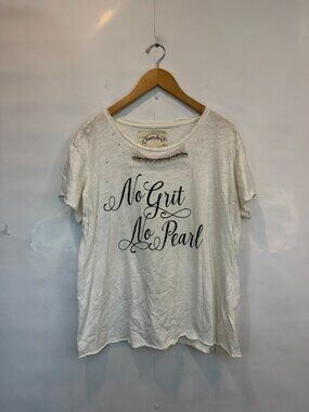 A Rare Bird Distressed Embellished Tattered T Shirt No Grit No Pearl Size XS/S